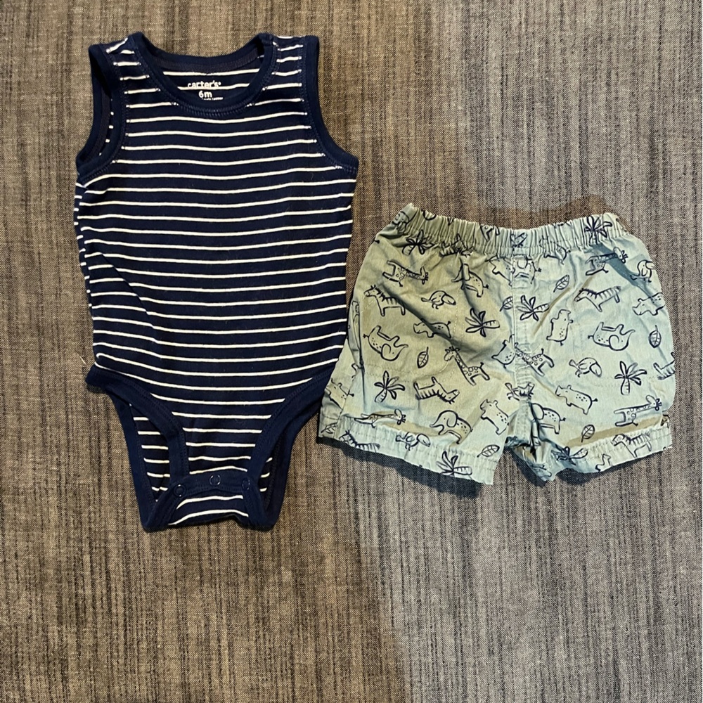 Carters 6 Months Boys Body Suit and Shorts